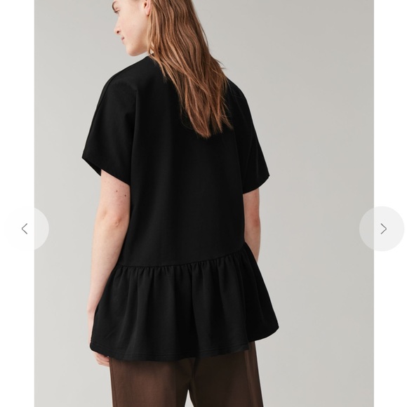 COS Asymmetric Gathered Cotton Top Black Medium - Picture 4 of 11